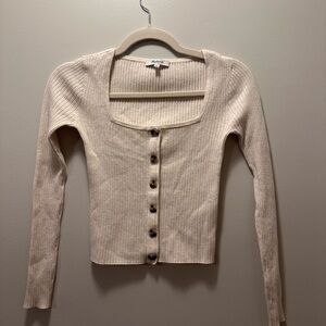 Madewell Cream Ribbed Button-Up Sweater